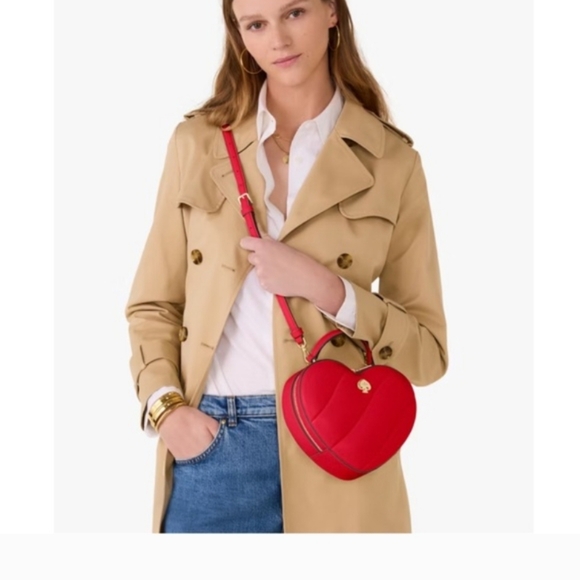NWT NEW Kate Spade ♠️ Love Shack Quilted 3D Heart Crossbody Bag purse Ruby Red